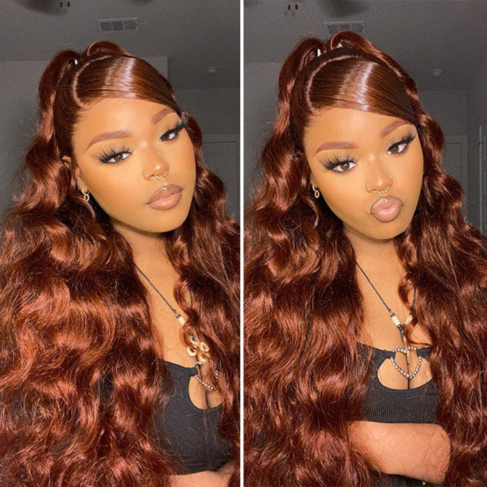 Reddish Brown Body Wave Wig – Glueless 13x4 Lace