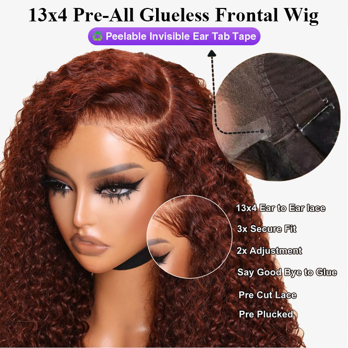 Glueless Curly Wig – Reddish Brown 13x4