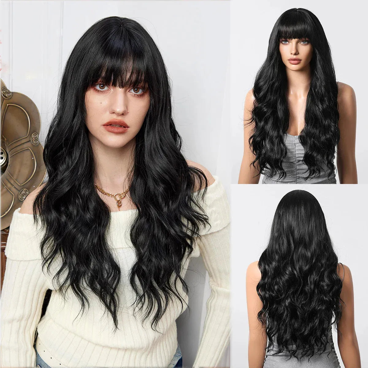 Layered Waves Wig with Side Bangs