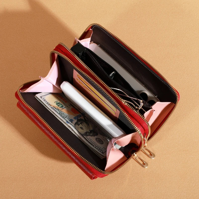 Tri-Compartment Crossbody Wallet Bag