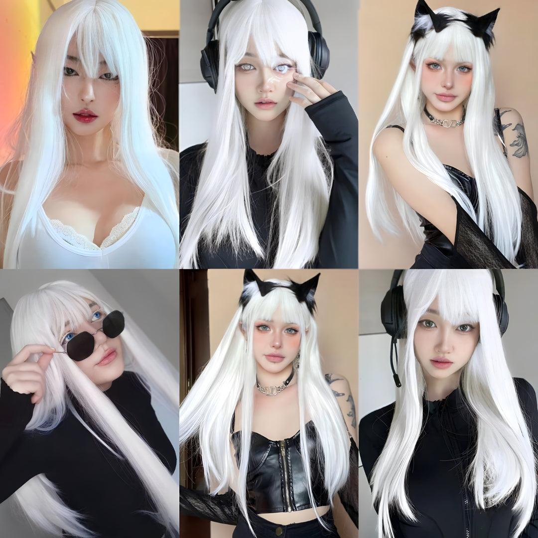 White Straight Wig – Extra Long 26"+