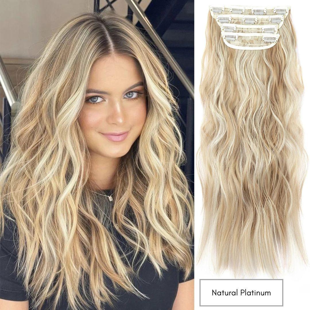 20” Wavy Clip-In Hair Extension – Brown with Highlights