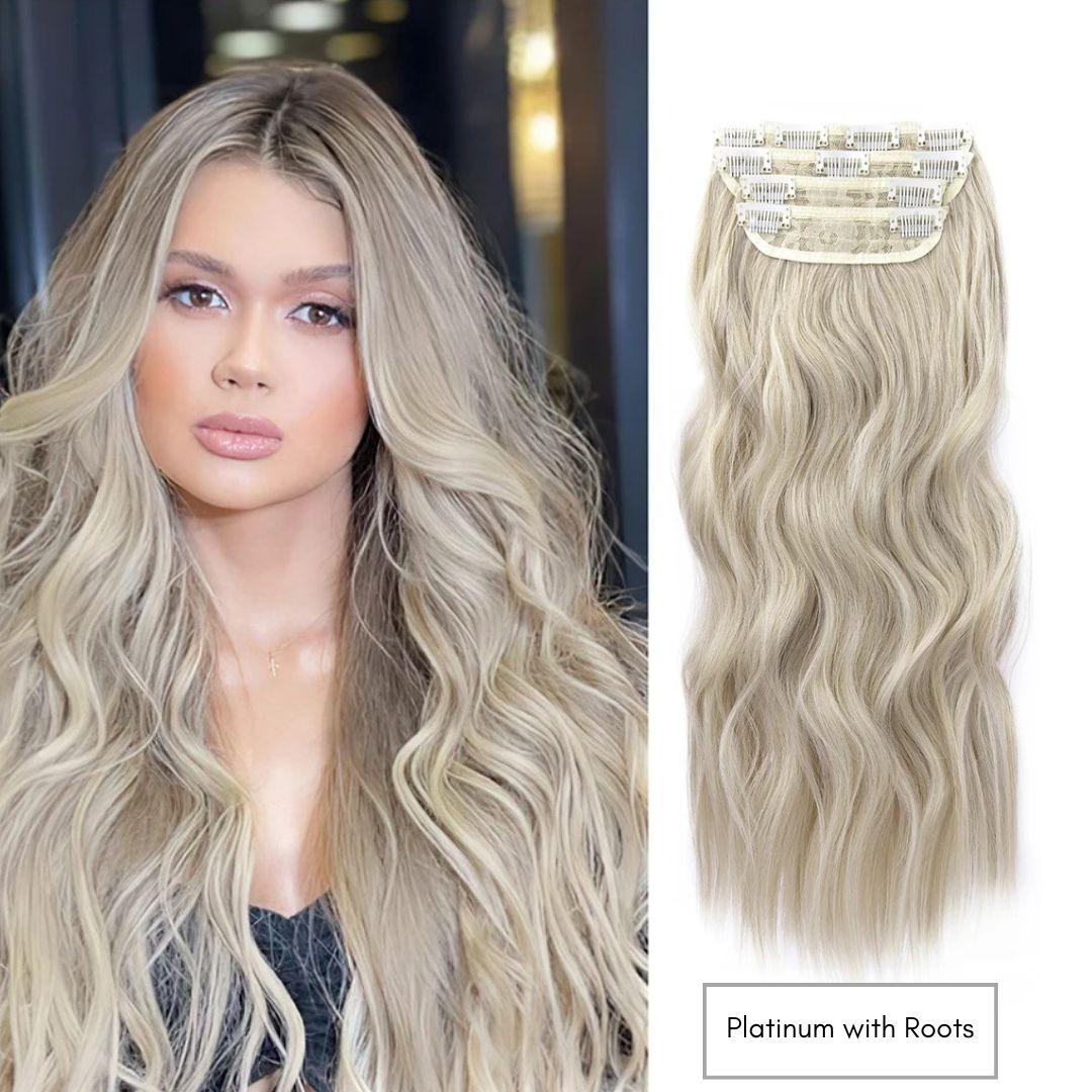 20” Wavy Clip-In Hair Extension – Brown with Highlights