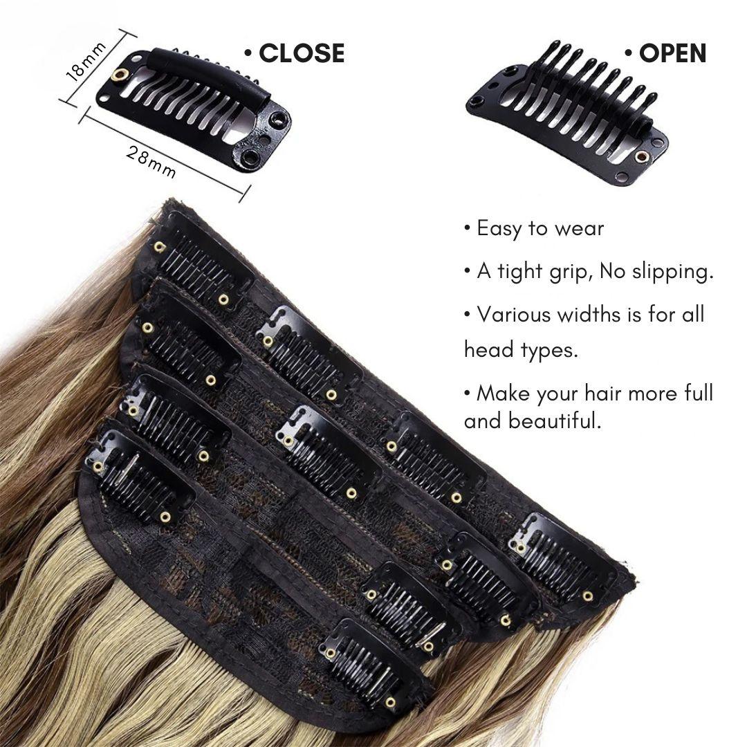 20” Wavy Clip-In Hair Extension – Brown with Highlights
