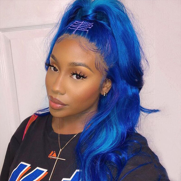 Blue Body Wave Wig – HD Lace 13x4, Glueless