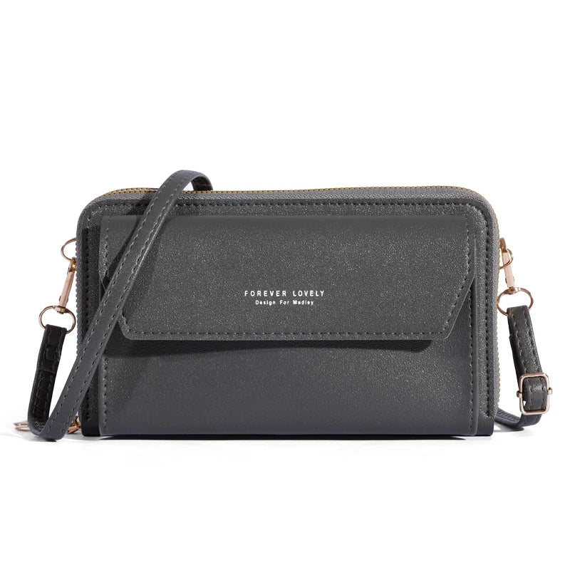 Tri-Compartment Crossbody Wallet Bag