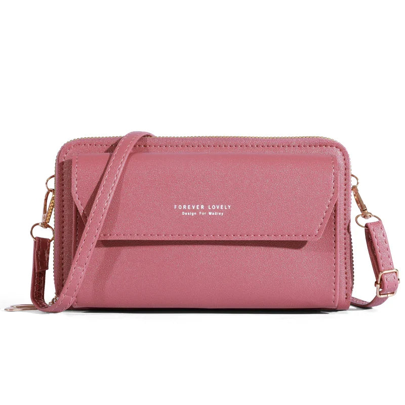 Tri-Compartment Crossbody Wallet Bag