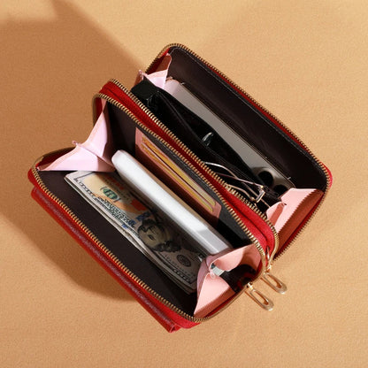 Tri-Compartment Crossbody Wallet Bag