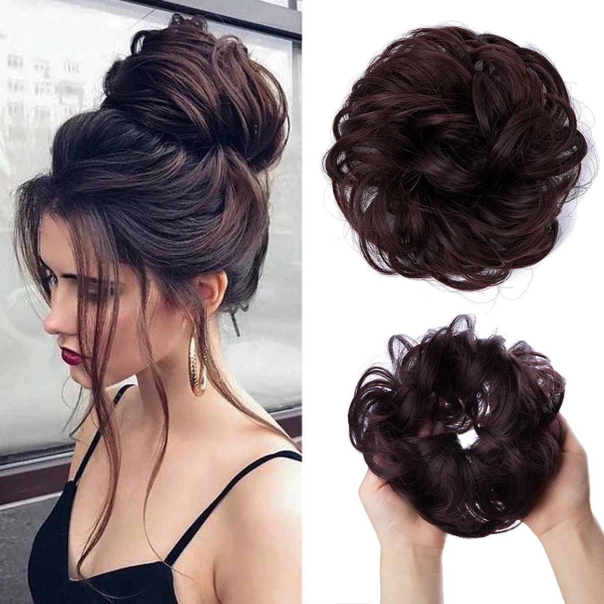 Curly Bun Hairpiece with Elastic – Instant Volume in Synthetic Fiber