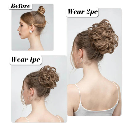 Curly Bun Hairpiece with Elastic – Instant Volume in Synthetic Fiber