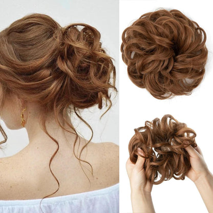 Curly Bun Hairpiece with Elastic – Instant Volume in Synthetic Fiber