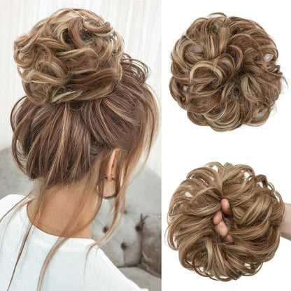 Curly Bun Hairpiece with Elastic – Instant Volume in Synthetic Fiber