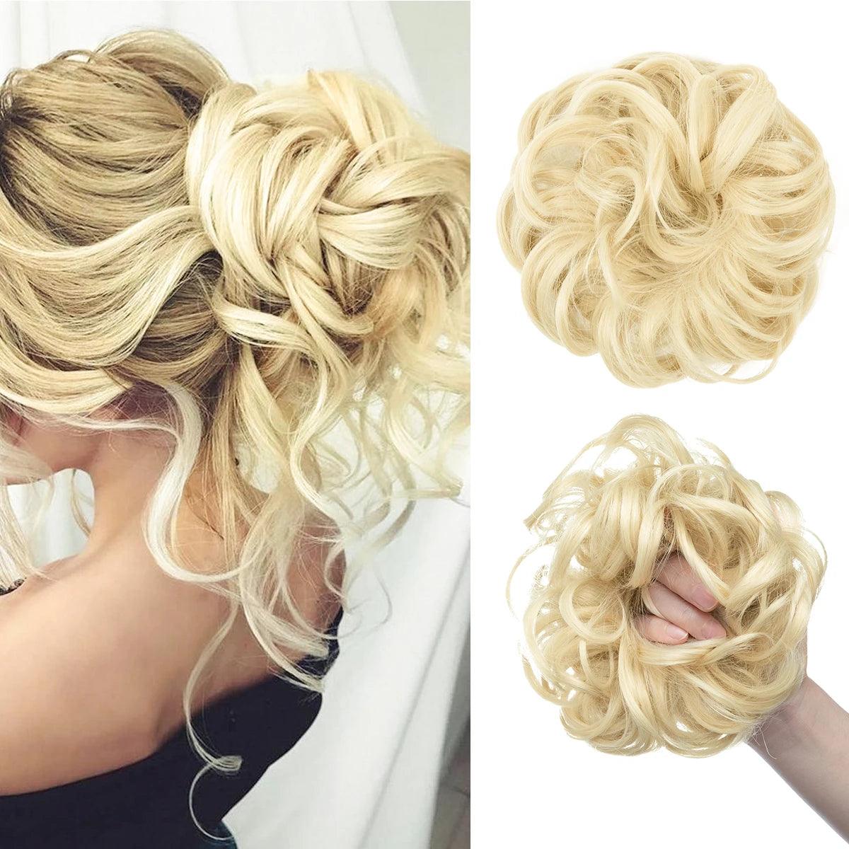 Curly Bun Hairpiece with Elastic – Instant Volume in Synthetic Fiber