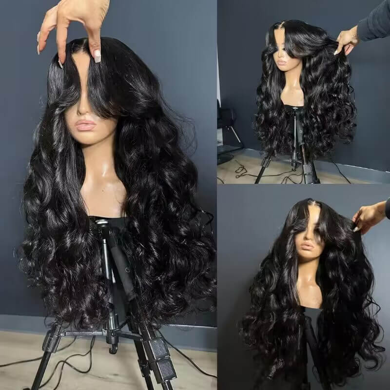 Curtain Bangs Body Wave Wig HD Lace & Glueless