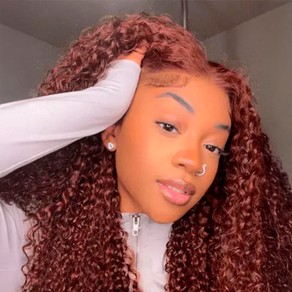 Glueless Curly Wig – Reddish Brown 13x4