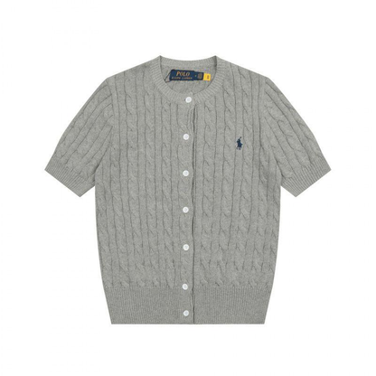 Cable Cotton Short-Sleeve Cardigan
