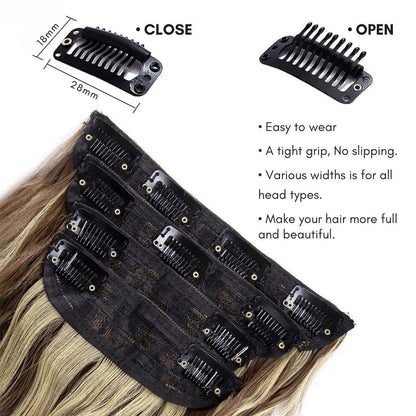 20” Wavy Clip-In Hair Extension – Brown with Highlights
